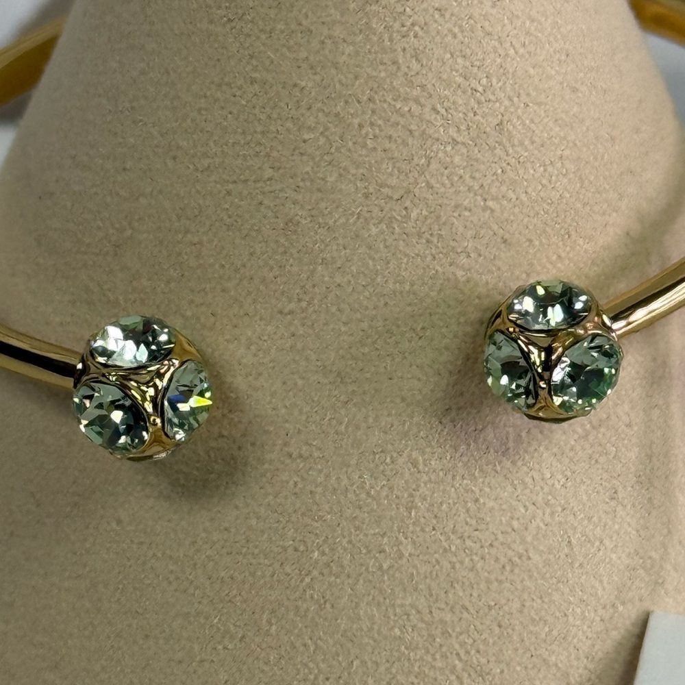 NWT Kate Spade Lady Marmalade Mint Green Crystal Open Hinge Bracelet - Picture 2 of 4